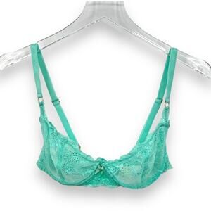 Naja Chloe Balconette aqua blue lace unlined underwire bra size 34DD